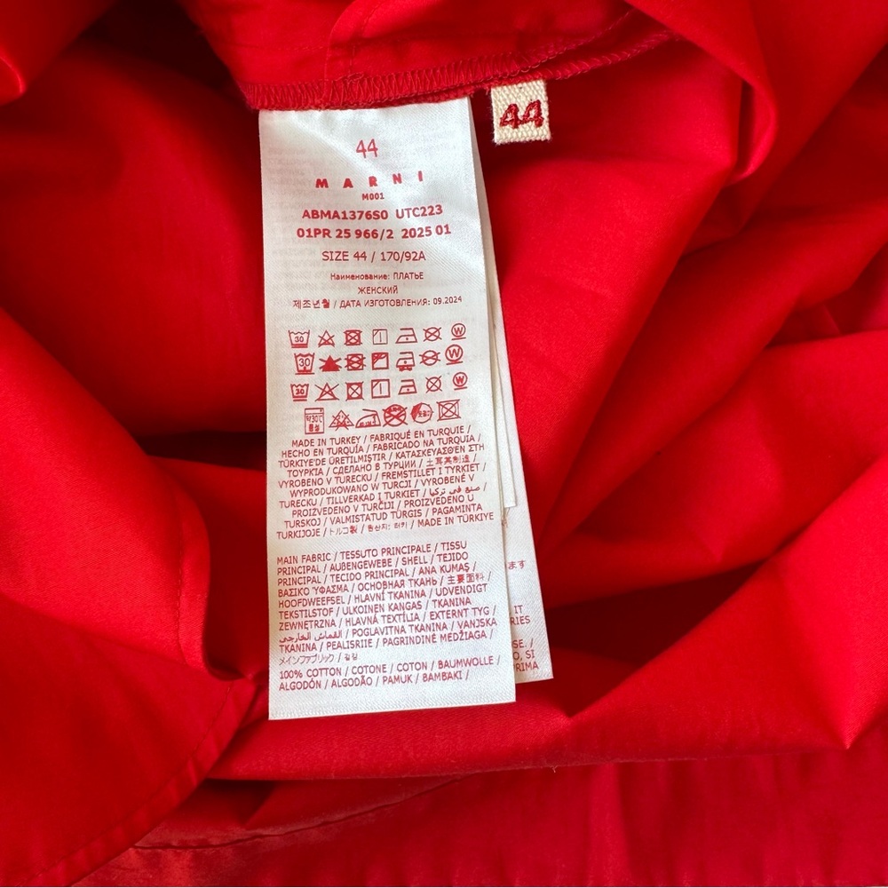 Marni NWT Cotton Midi Dress Vibrant Red Long Sleeve Size M - Picture 15 of 15